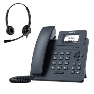 Telefon VoIP z słuchawką call center Yealink T30P + Platora Pro-D 