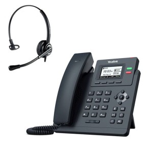 Telefon VoIP z słuchawką call center Yealink T31 + Platora Pro-M  