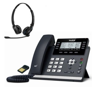 Telefon Yealink T43U z bezprzewodową słuchawką nagłowną Bluetooth na dwoje uszu