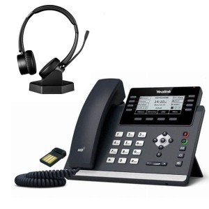 Telefon Yealink T43U z bezprzewodową słuchawką nagłowną Bluetooth PREMIUM na dwoje uszu