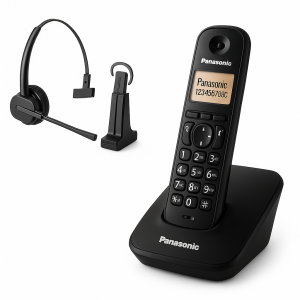 Telefon bezprzewodowy z słuchawką call center Panasonic KX-TG2511PDT + Plantronics C565 (idealny zestaw na recepcję)