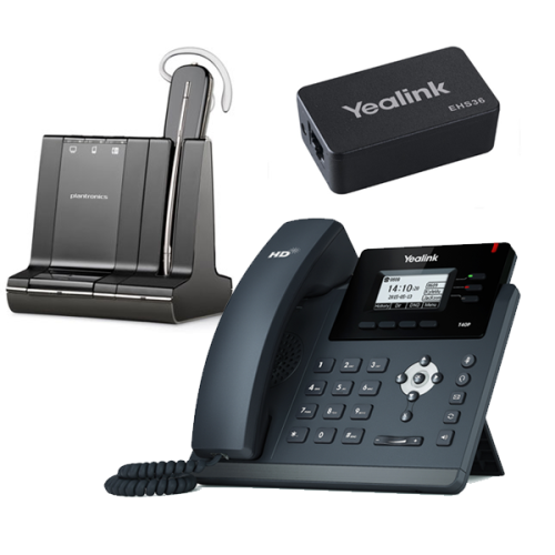 Yealink SIP-T40P + Plantronics Savi W740 + EHS36