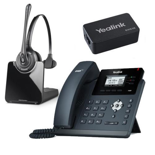 Yealink SIP-T40P + Plantronics CS510 + EHS36