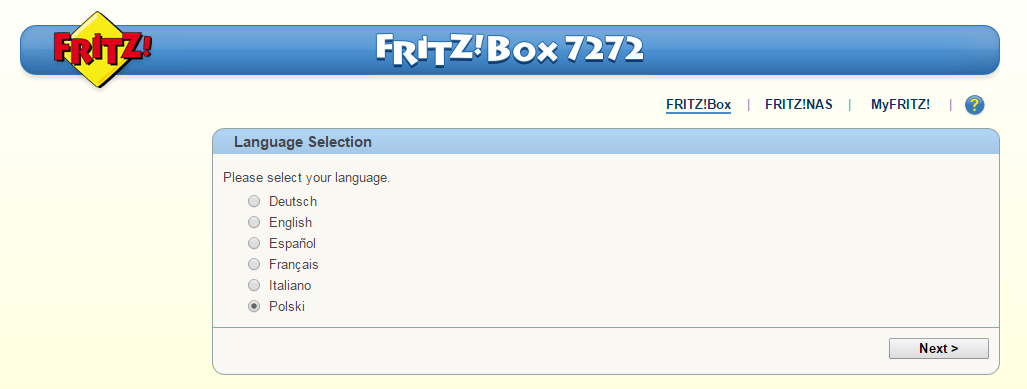 FRITZ!Box - wybór języka (polska edycja)