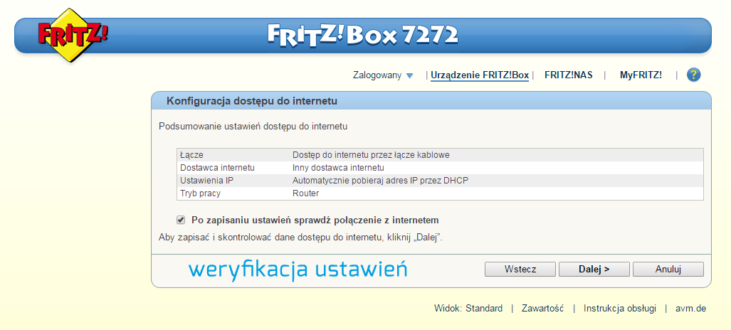 FRITZ!Box - weryfikacja ustwień 