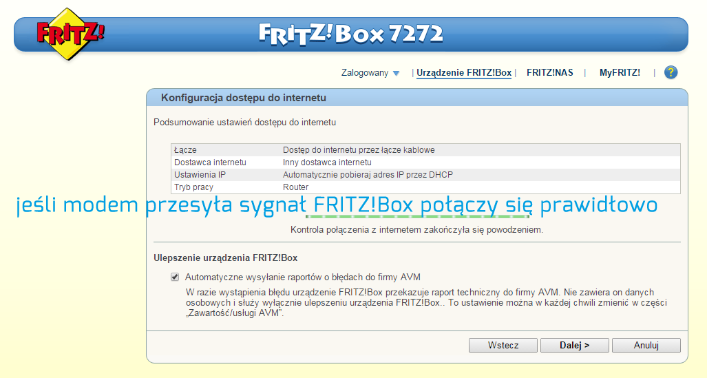 FRITZ!Box - połączony z internetem