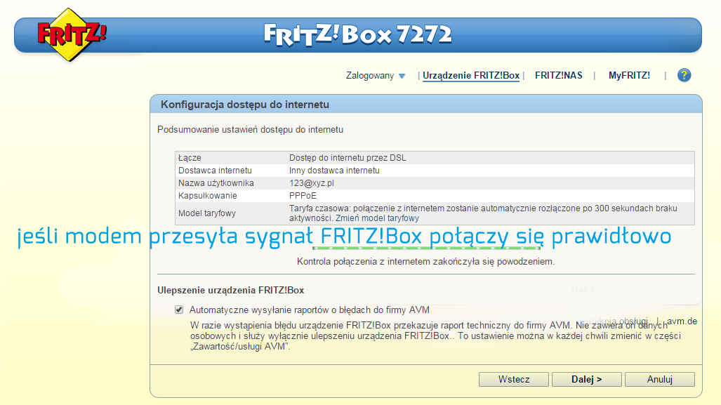 FRITZ!Box - połączony z internetem