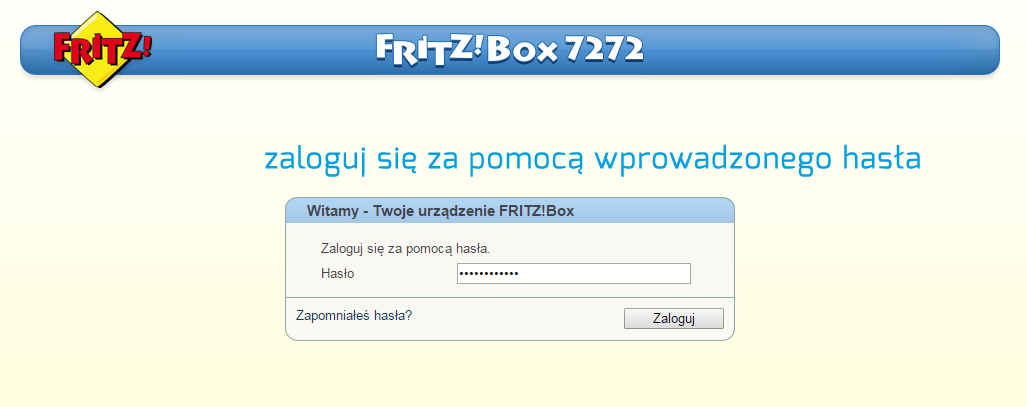 FRITZ!Box - logowanie do webgui