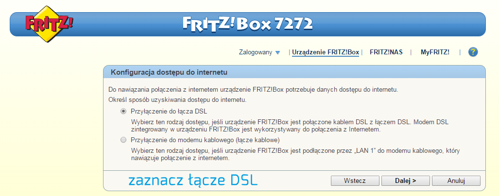 FRITZ!Box - konfiguracja dostępu do internetu